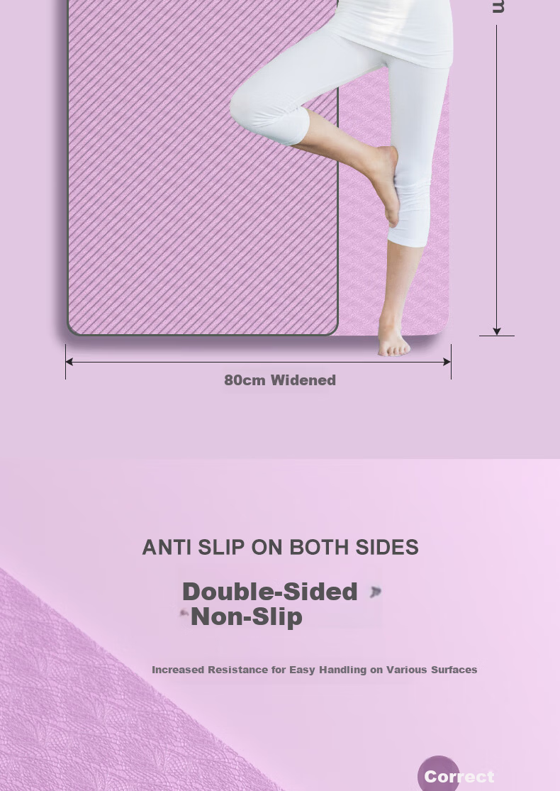 Paipu Dual-Color Thickened Extra-Long TPE Fitness Mat Yoga Mat Non-Slip Sports Home Floor Mat for Men and Women 4