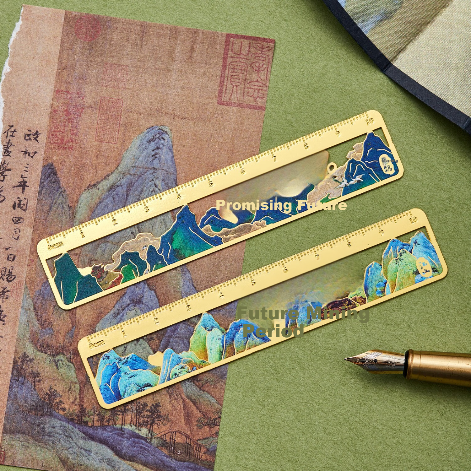 Mili Metal Bookmark Thousand Miles of Rivers and Mountains Map Classical Chinese Style Graduation Gift for Elementary Students Teacher Appreciation Cultural Souvenir