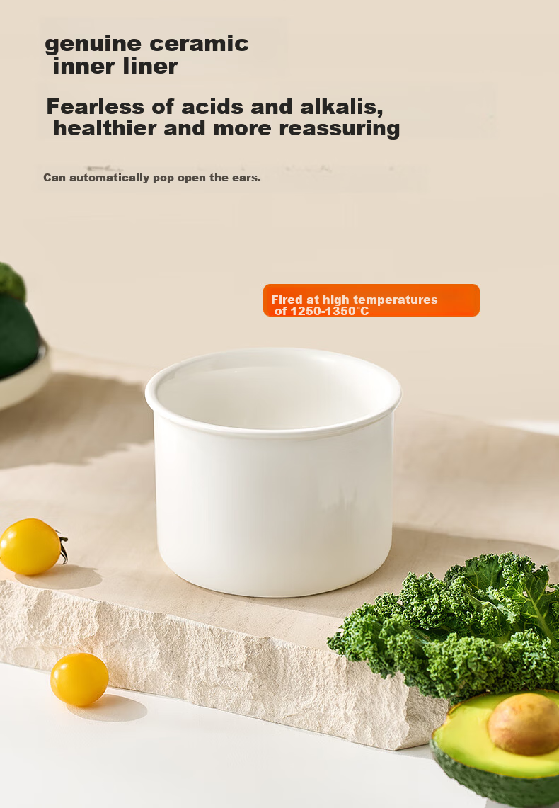 Joyoung Ceramic Lunch Box with Microwaveable Inner Container Portable Bento Box 1L for Office Workers and Students 2