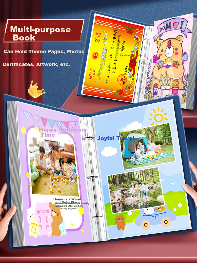 Shuxing A4 British Growth Record Album, Loose-Leaf DIY Manual, Kindergarten Baby Transparent Photo Album, Commemorative Book, Certificate Collection Book, Boys And Girls Artwork Photo Storage Album 3