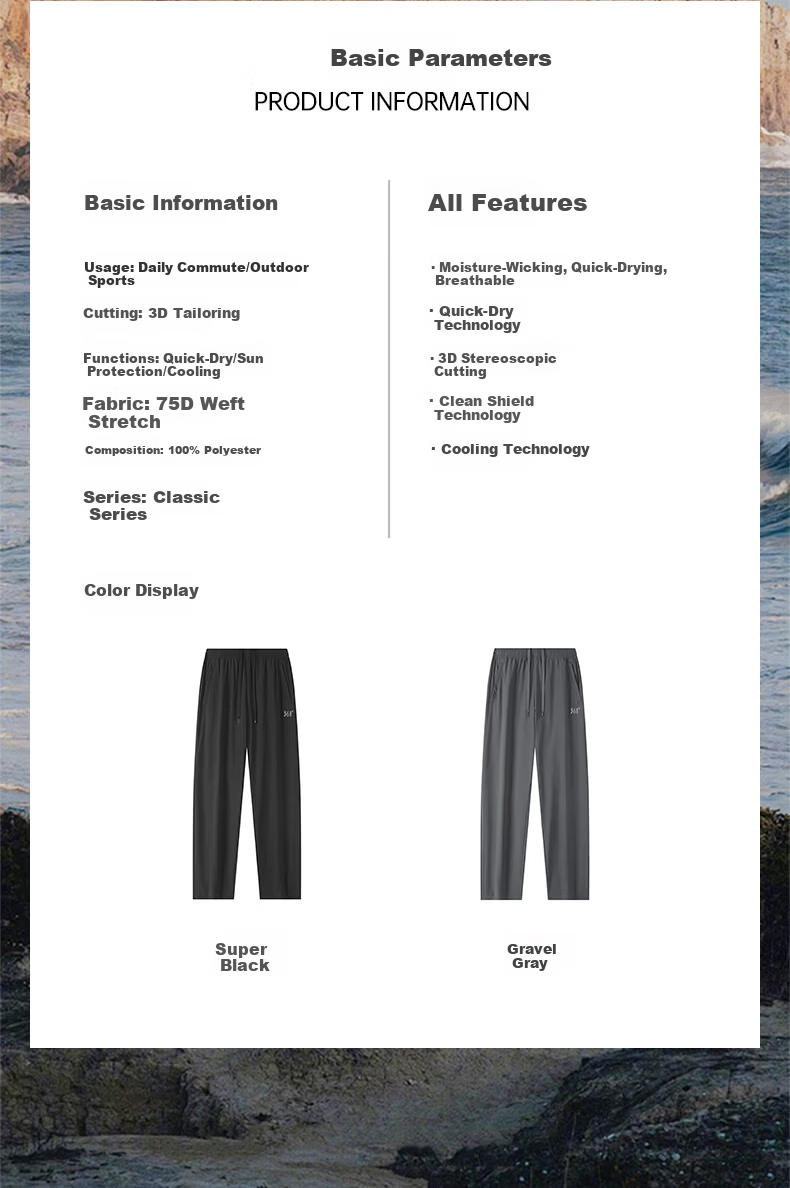 361° Men's Sports Pants, Spring And Summer Sun Protection Cool-Feeling Quick-Dry Pants, Straight-Leg Trousers, 632520702F, Super Black, XL 4