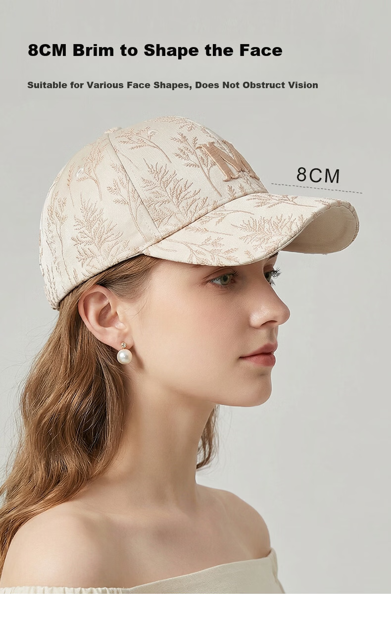 CACUSS Women's Spring Summer New Fashion Embroidered Baseball Cap Lightweight Luxury Hard Top Visor Hat Sand Beige 5