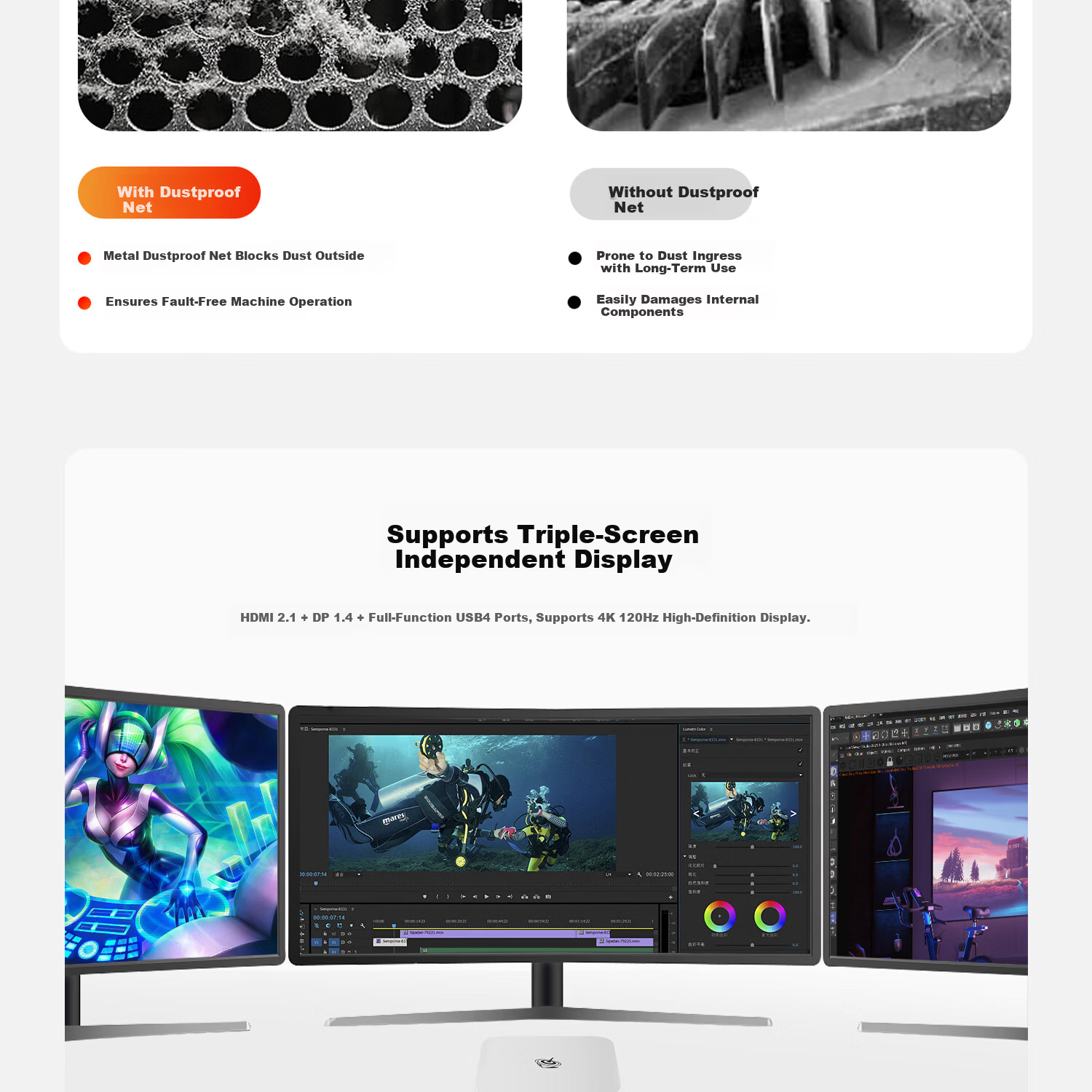 Lingke Subsidy 15% SER8 8745HS High-Performance AMD Ryzen 7 Ultra-Quiet Mini PC for Entertainment And Office Use, Frost Silver Color, 32GB RAM / 1TB Storage 16