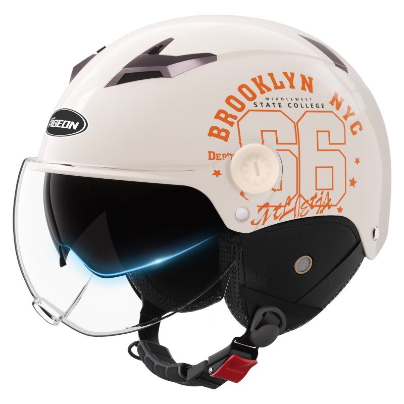 Feige Spreck 3C Certified Electric Vehicle Helmet New National Standard Class A Unisex Motorcycle Half Helmet Electric Scooter Sun Protection Summer Safety Helmet 013 Khaki White Dual Visors [With Tra