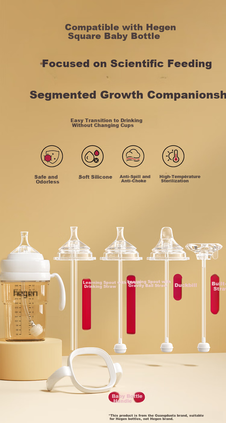 Guangduola Square Bottle Gravity Ball Nipple Straw Built-In (Suitable for Hegeng Bottle Accessories) 1