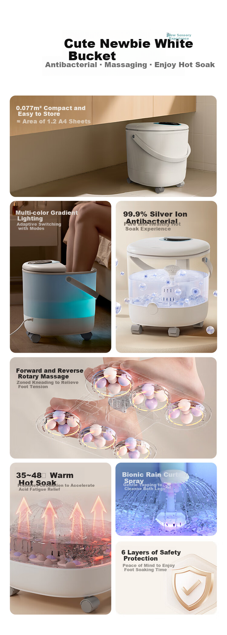 PHILIPS Foot Bath Bucket Automatic Massage Heating Intelligent Sterilization Knee Protection Steaming [Mid-Autumn Festival Gift] Birthday Present for Parents And Elders 3215F 3