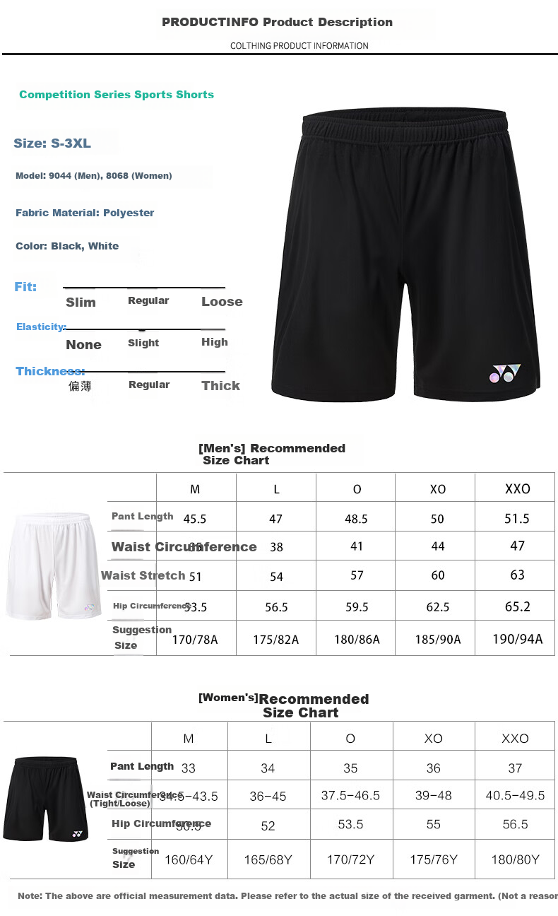 YONEX Badminton Shorts Quick-Dry Breathable Summer Autumn Competition Shorts Men's YOBC9044CR Black Size S 4