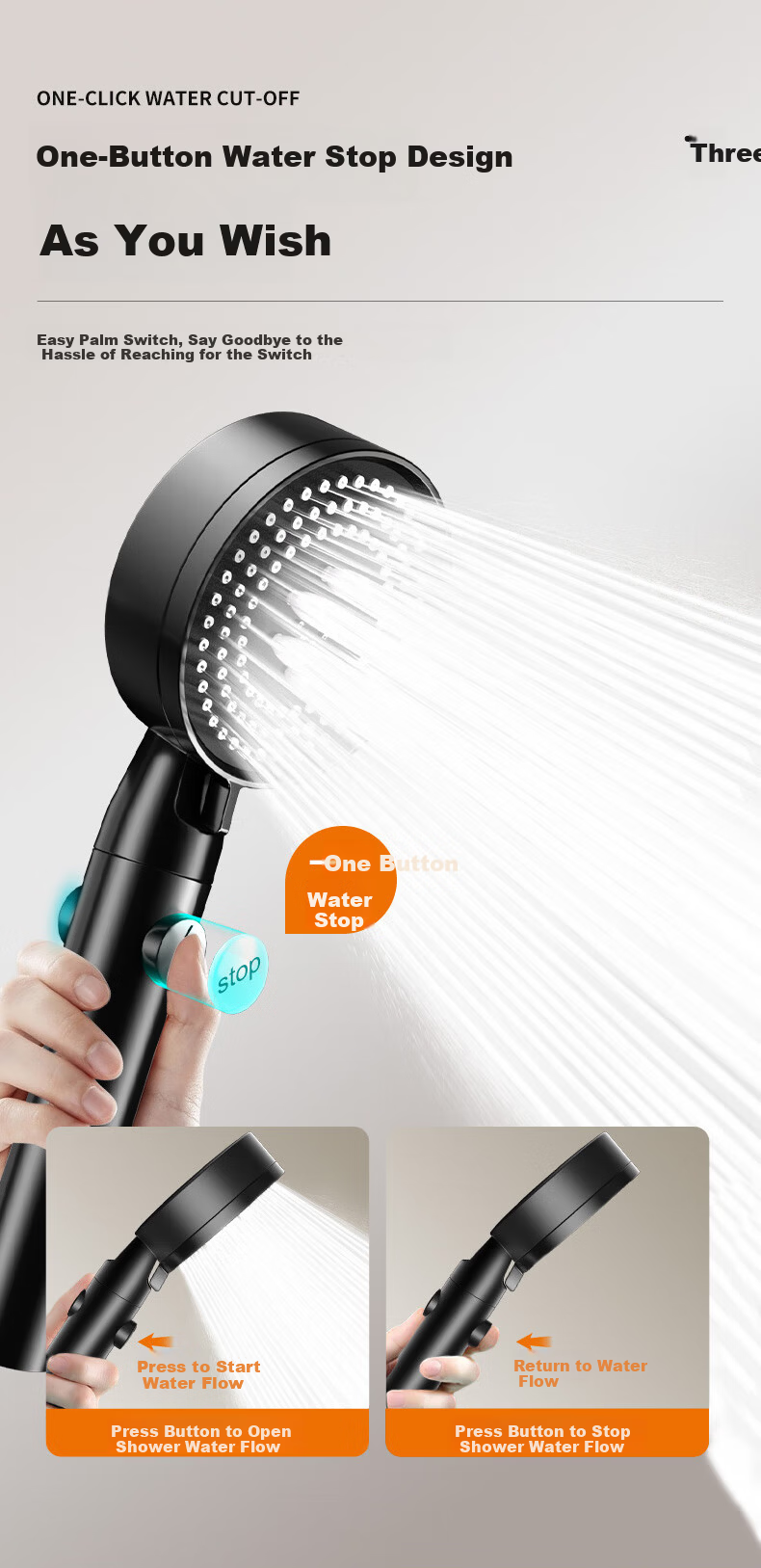 Jingmi Premium 15cm Large Panel High-Pressure Handheld Shower Head 8