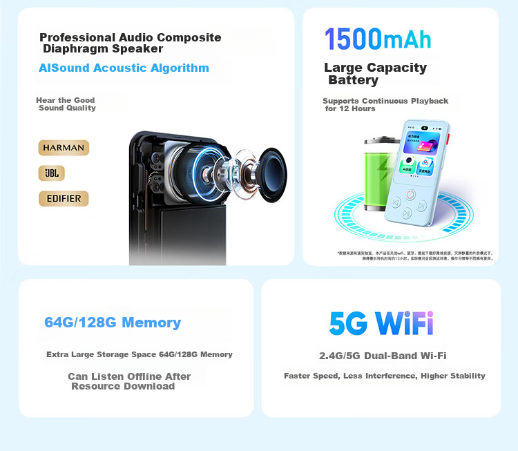 Youdao Listening Treasure E7Pro 64G [AI All-in-One Photo] English Learning Machine Listening and Reading Device Portable Listening Ear Training Study Machine Research Learning Machine Photo Learning M 23