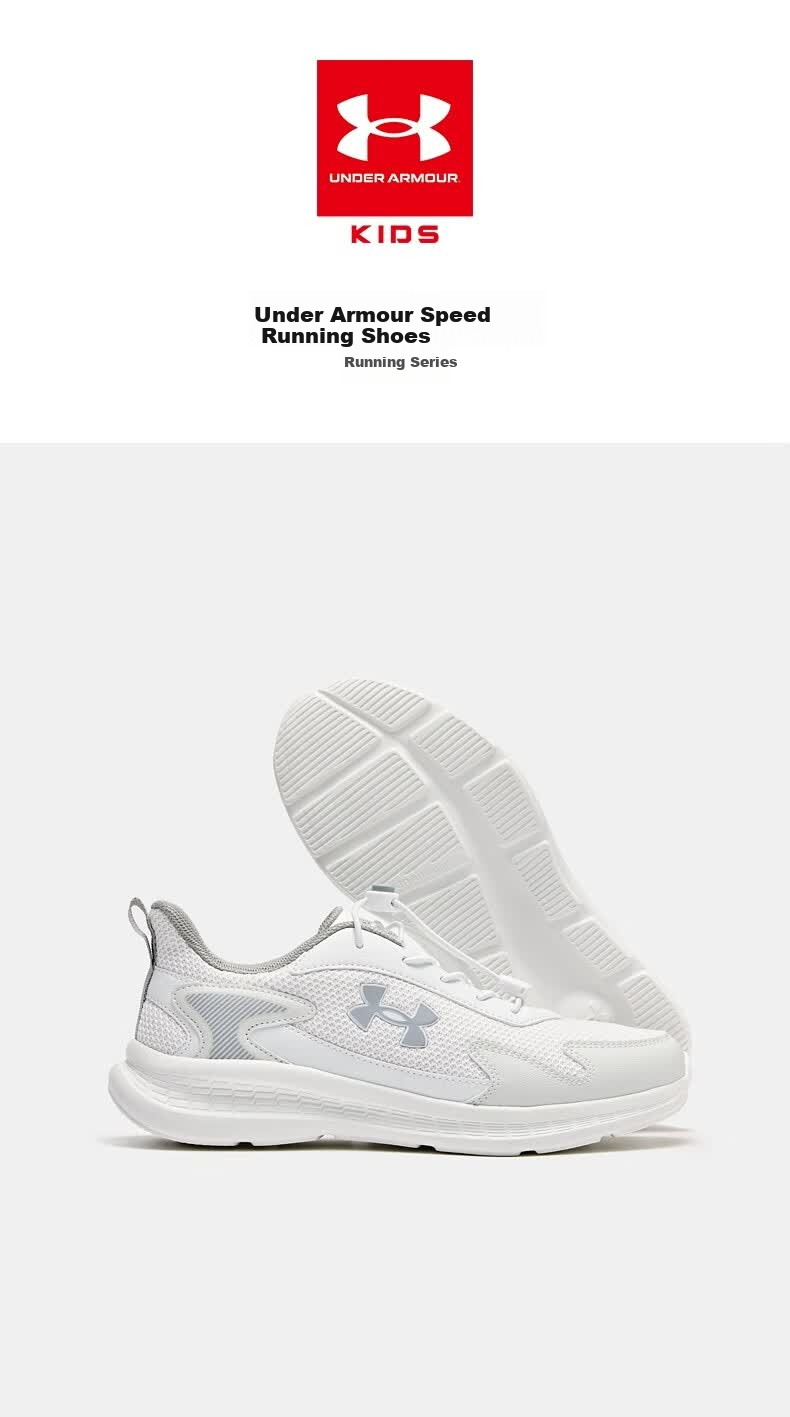 Under Armour Kids Speed Running Shoes Velcro Casual Running Shoes Boys Girls Autumn New Breathable Sneakers 8
