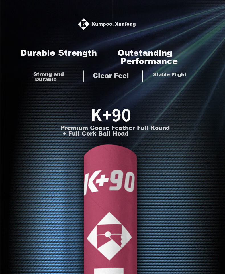KUMPOO Feather Badminton Shuttlecocks Durable Stable Flight Tournament Grade Training Competition Goose Feathers 12-Pack K+90 Speed 77 1