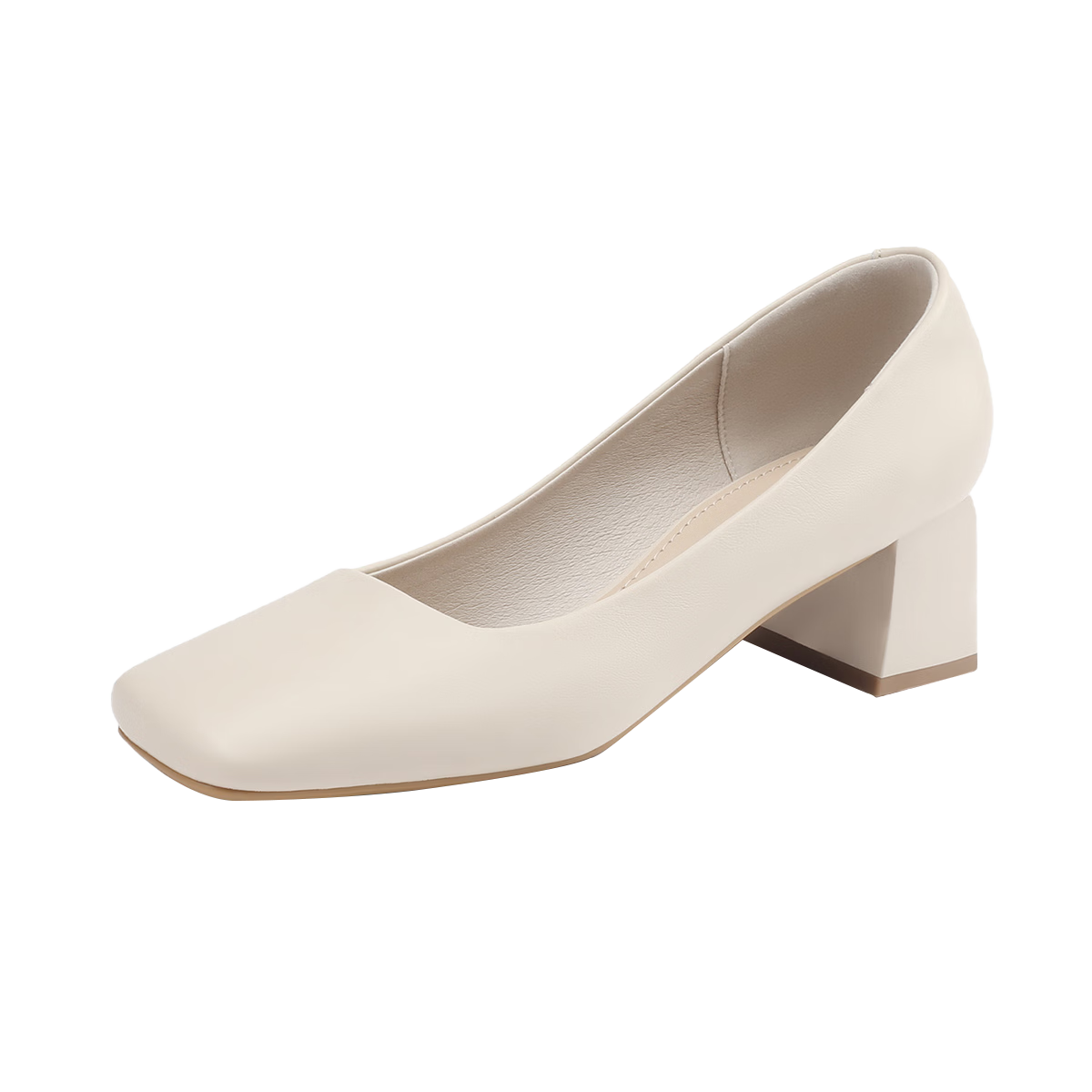 DAPHNE Women's Single Shoes, Sheepskin Chunky Heel Versatile High Heels, Comfortable Commuter Women's Shoes 4023101373 Beige 35