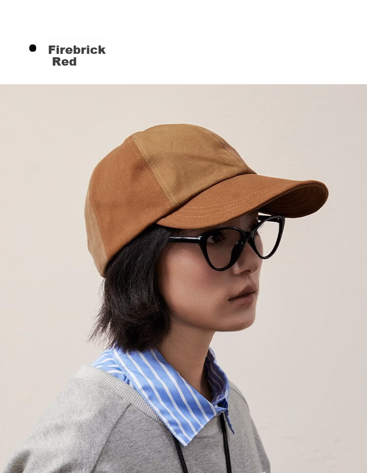 Lagur Couple Edition "Black Gray Yamamoto Style" 100% Cotton Duckbill Baseball Cap Sun Hat Face Slimming Firebrick Red 20