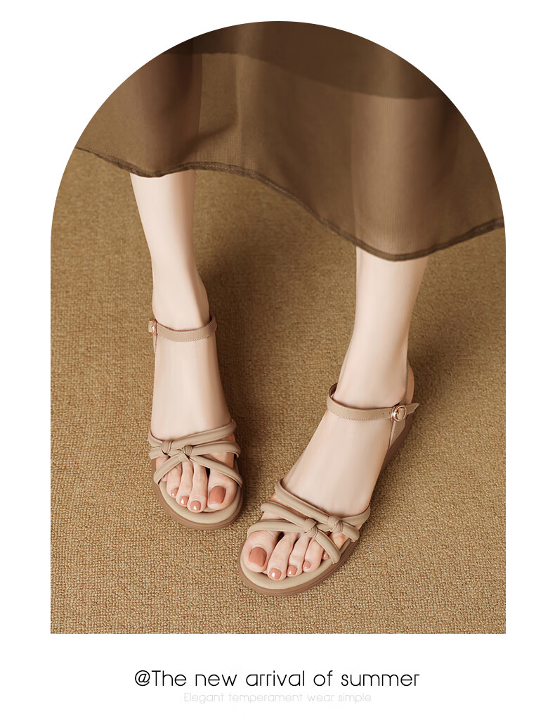 MULINSEN Women's New Commuter Elegant Roman Sandals Breathable Lightweight Summer Sandals Beige Size 39 13