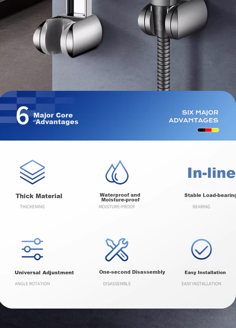 HOMK German No-Drill Suction Cup Shower Holder Adjustable Universal Bathroom Shower Base 6