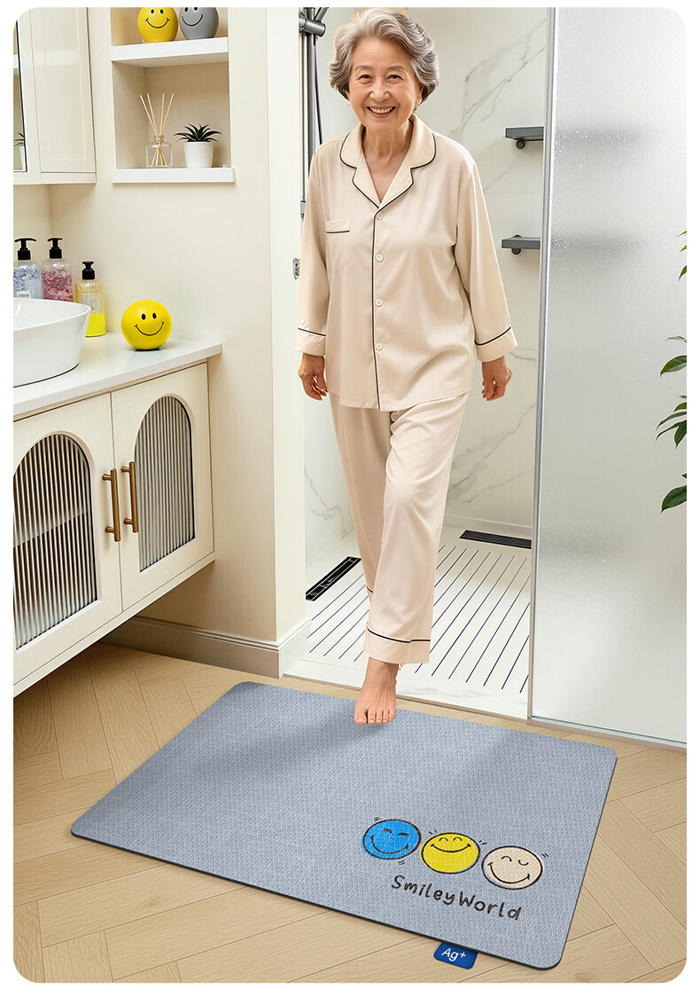 Da Jiang Small Blue Removable Washable Floor Mat Bathroom Door Water Absorption Foot Mat Toilet 50x80cm Carpet Surface Only 1 Piece 6