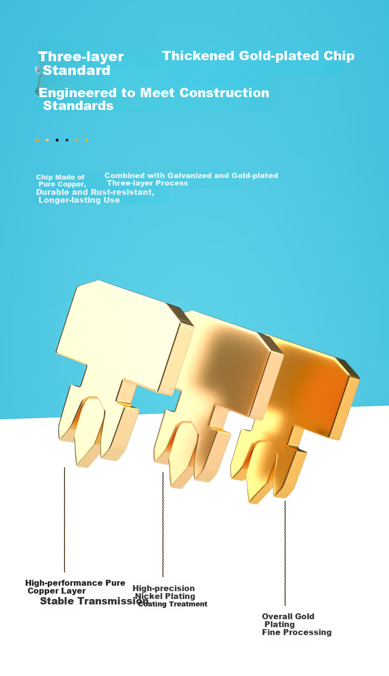 LIJIA 6P6C Shielded Long Crystal Head High-Quality 6P6C Voice Telephone Line Connector RJ12 Interface Crystal Head 6-Core Pure Copper Gold-Plated 10-Pack LJ-6FTP10 4