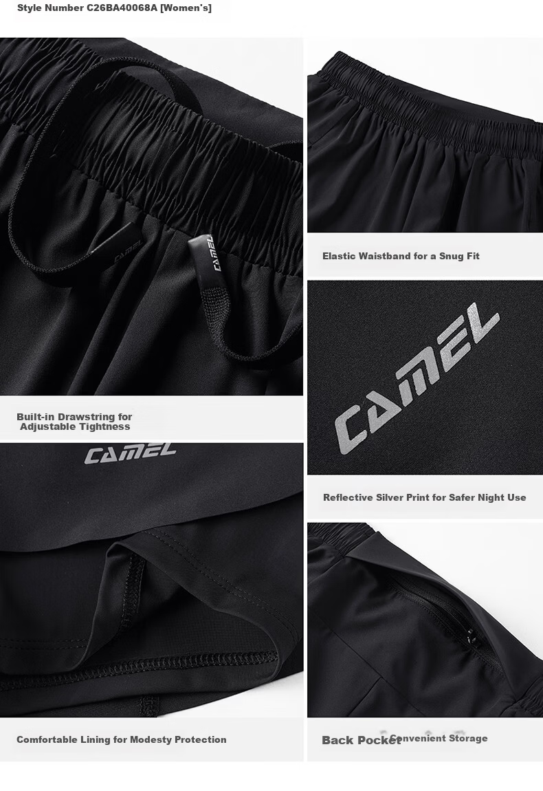 CAMEL Quick-Dry Men's Sports Shorts Anti-Exposure Fitness Training Running Pants C16BA6L6088 Dark Blue XL 7