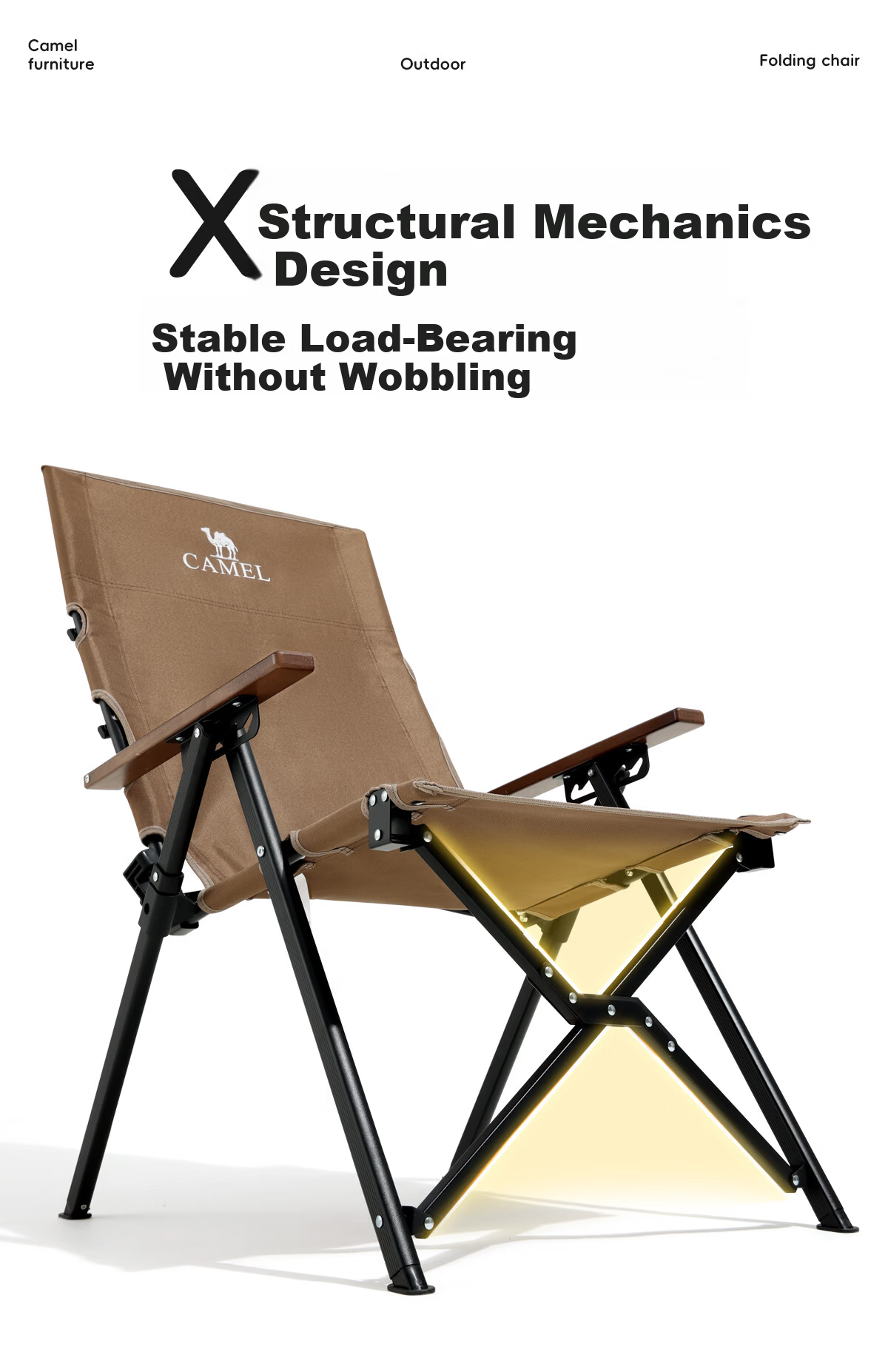 CAMEL Adjustable Folding Outdoor Recliner Portable Camping Chair Nap Chair Dual-Use Leisure Seat N75CH21050 3
