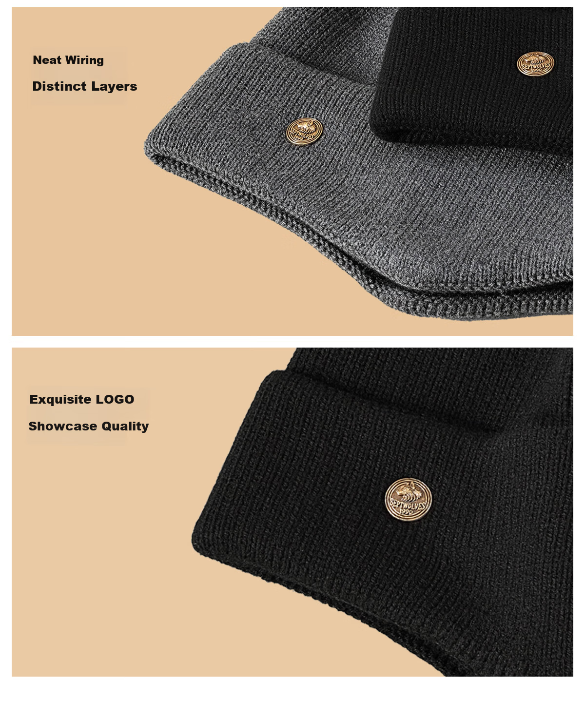 SEPTWOLVES Winter Men's Wool Knit Hat with Ear Protection, Warm Cycling Beanie, Gift for Dad's Birthday 15