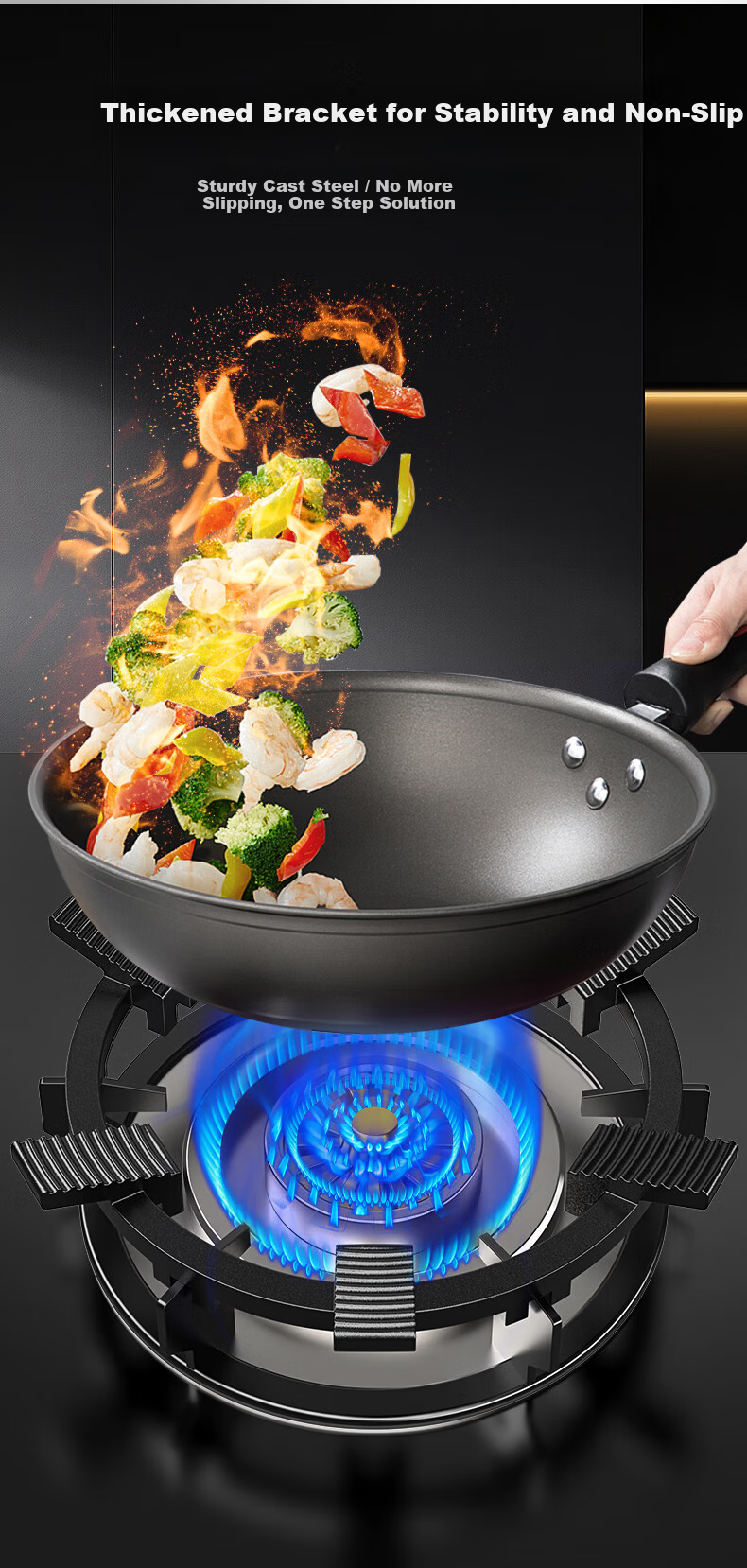 Geer Thickened Cast Steel Non-Slip Gas Stove Pot Rack Universal Burner Support Frame 5