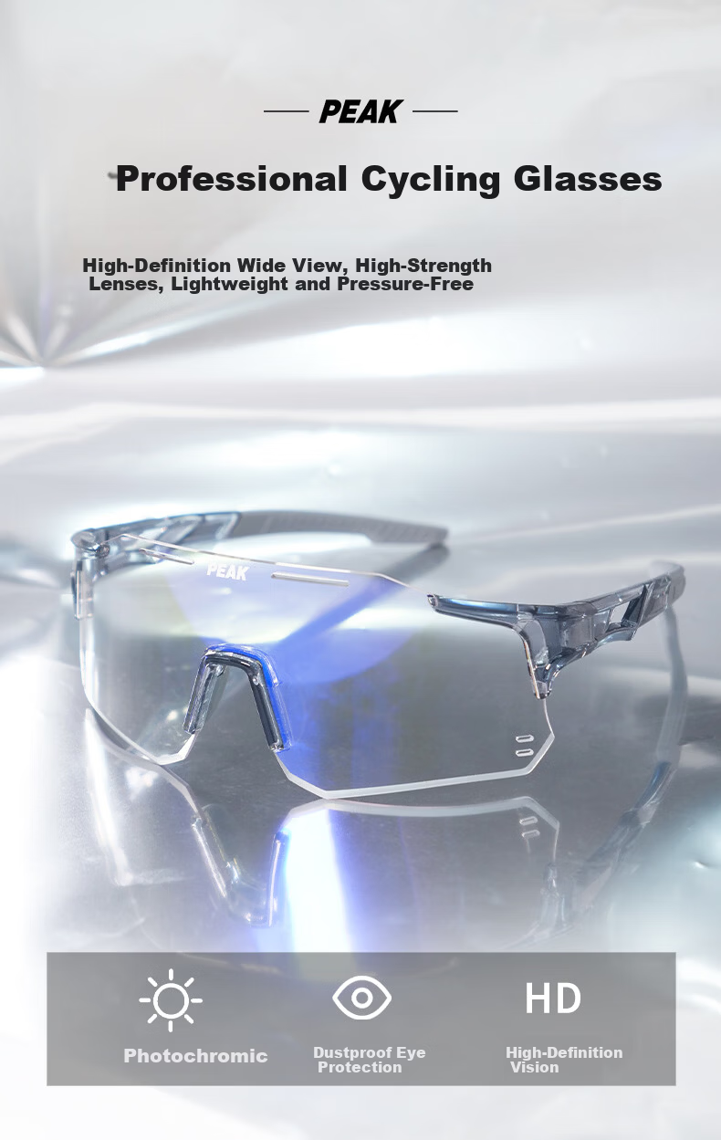 Peak Cycling Glasses Unisex Day and Night Photochromic Outdoor Riding Mountaineering Windproof Goggles Color-Changing Gray Frame 1
