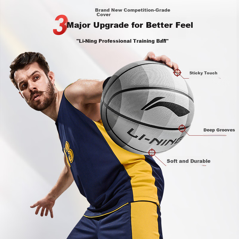 LI-NING Basketball Size 7 Adult Indoor Outdoor Non-Slip Wear-Resistant Outdoor Cement Court Youth Children Standard Size 7 Ball