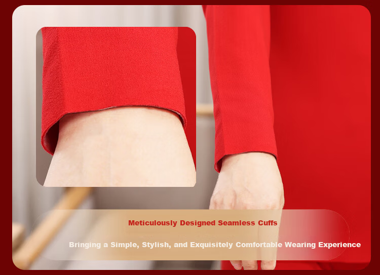 Hengyuanxiang Women's Red Pure Cotton Thermal Underwear Set for Middle-aged and Elderly, Lucky Year Autumn Long Johns and Socks 17