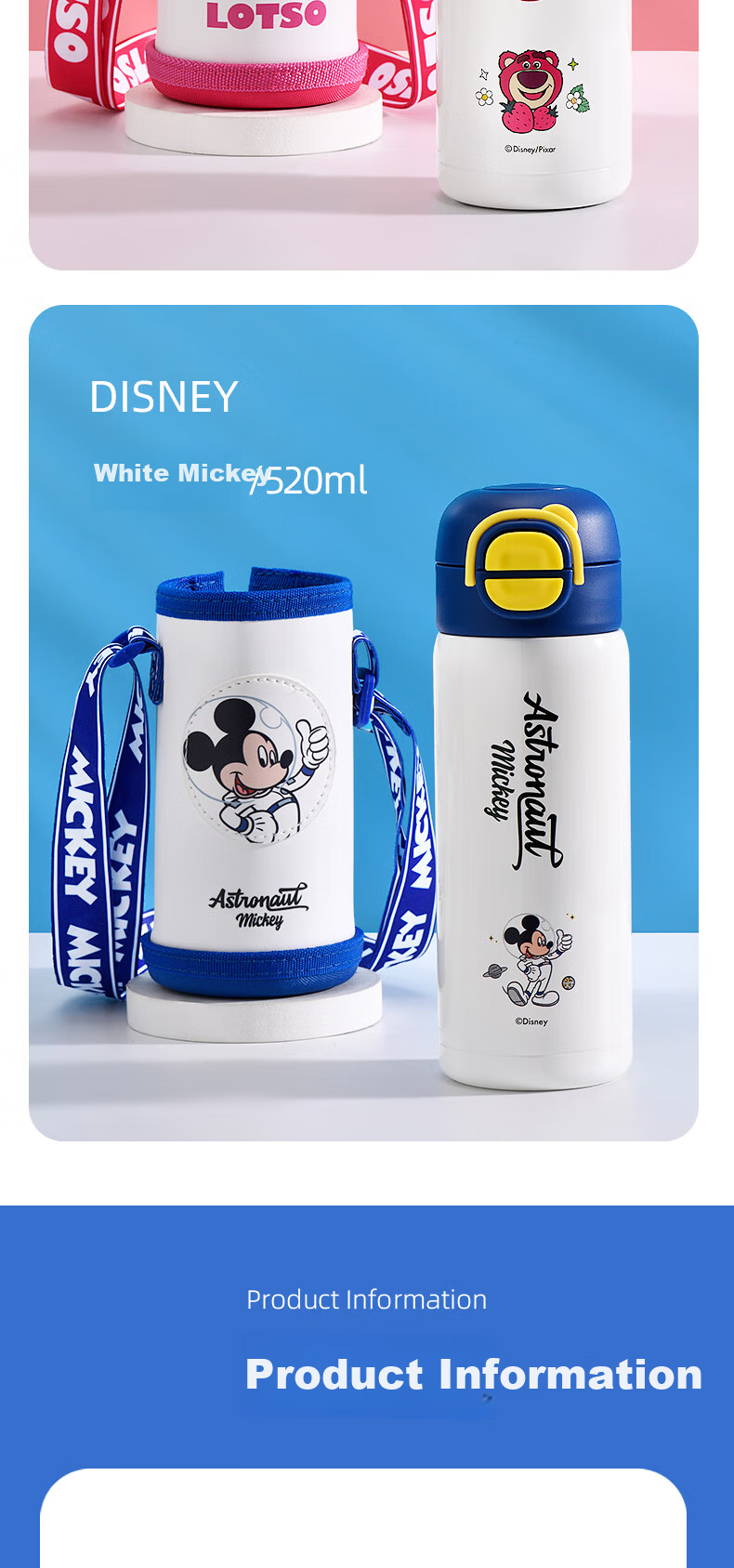 Dishini Stainless Steel Insulated Tumbler, Hot And Cold Cup, 520ML Capacity, Dual-Use Children's Water Bottle, 6614 Blue Miji 6