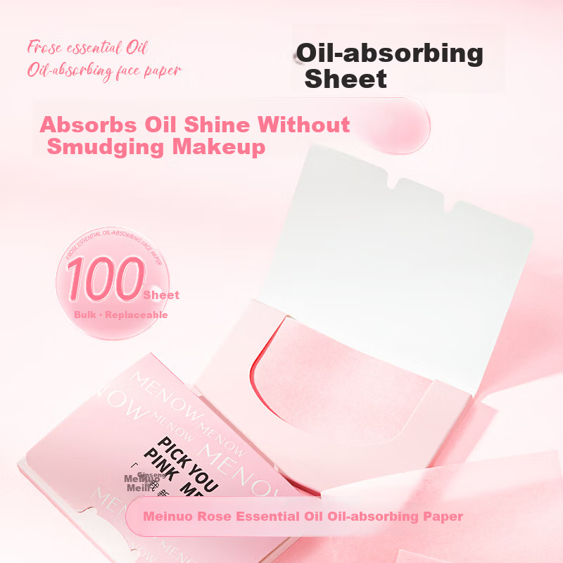 Minoo Oil Absorbing Paper for Women and Men, Facial Oil Control with Puff, Portable Oil Blotting Sheets