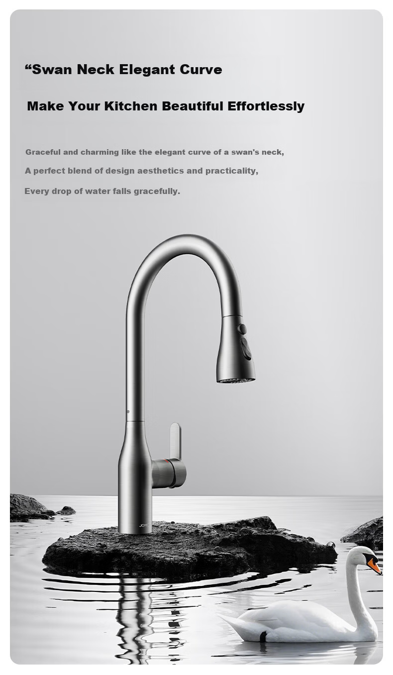 JOMOO Kitchen Faucet Dual Control Hot and Cold Three-Function Pull-Out Sink Faucet Gun Gray 33178 6