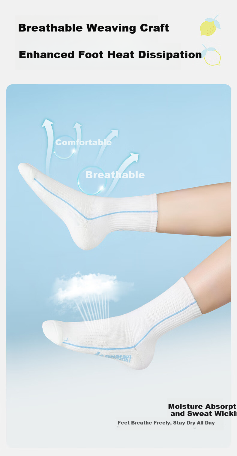 KAWASAKI Badminton Socks Striped Fruit Pie TRN Training Mid-Calf Sports Socks D6211 Blue/Pink/Green (3 Pairs) 5
