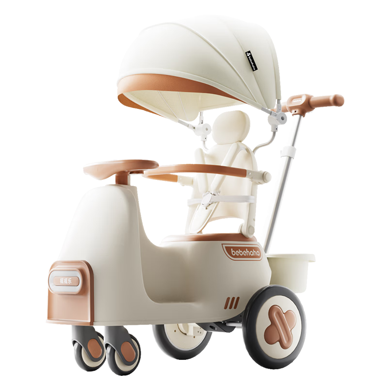 Bebehaha Rocking Baby Stroller 2026 Edition 2-in-1 Toddler Walker Olive Brown for Ages 1-5