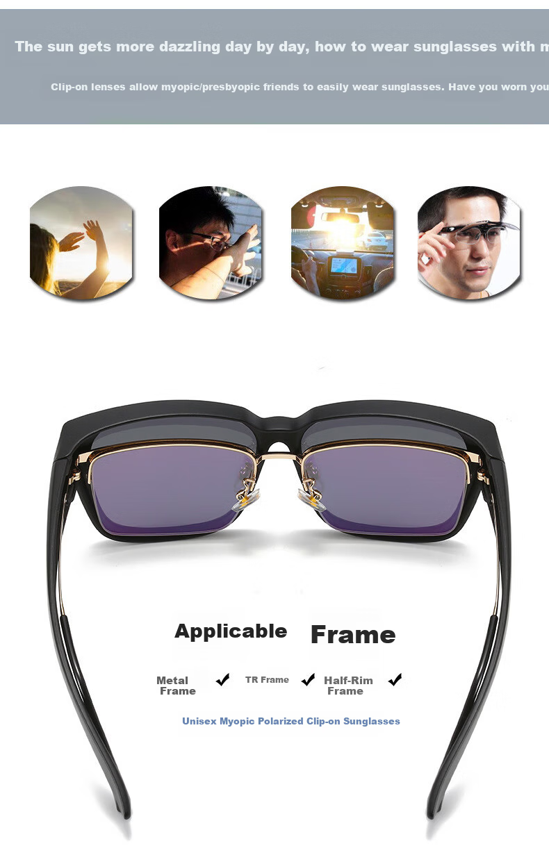 Jimmy Orange Unisex Trendy Clip-On Sunglasses UV Protection Polarized Driving Glasses for Men and Women 7