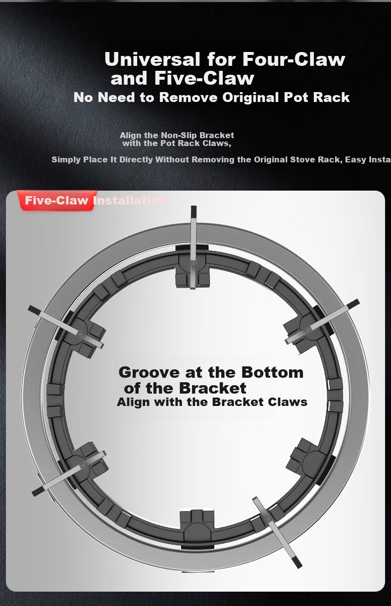 Geer Thickened Cast Steel Non-Slip Gas Stove Pot Rack Universal Burner Support Frame 8