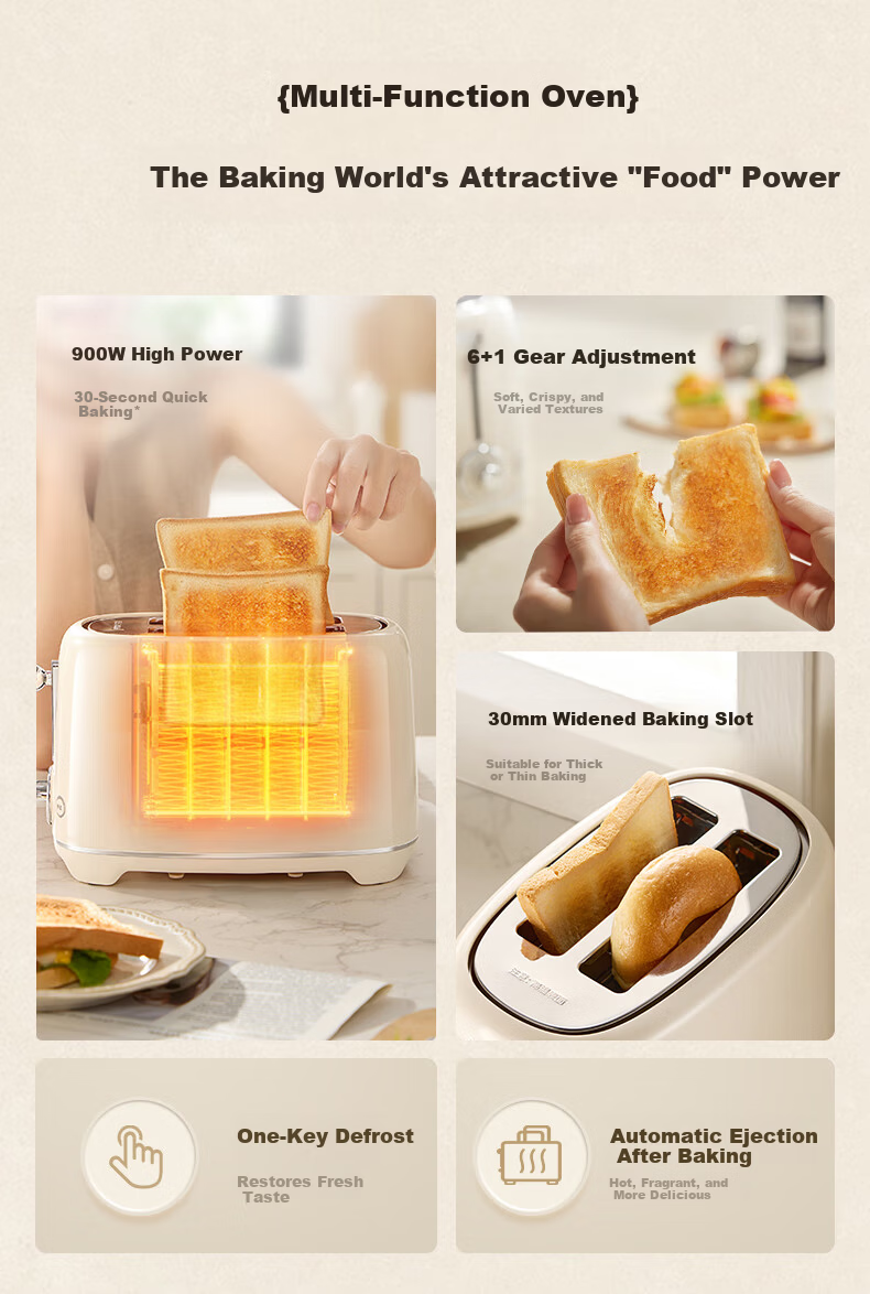 SUPOR Bread Maker Sandwich Toaster Breakfast Machine Home Toaster Color Screen Menu Multifunctional Light Food Machine 6+1 Adjustable Heat Settings DJ808 2