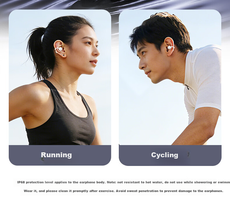 Gamma C1 Clip-On Bluetooth Earphones Waterproof Level 8 Open-Ear Wireless Headphones for Running Sports Gaming Calls Noise Cancellation 6