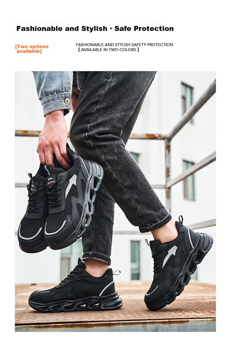 SONTAS Men's Safety Shoes Anti-Smash Anti-Puncture Summer Breathable Steel Plate Steel Toe Ultra-Light Work Construction Insulated Lightweight Black All-Season [Anti-Smash Anti-Puncture] Size 39 4