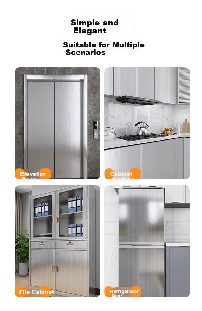 Cuttlefish Refrigerator Elevator Renovation Sticker Self-Adhesive Furniture Color Change Film Stove Protective Film Metal Brushed Silver 40*300cm 5