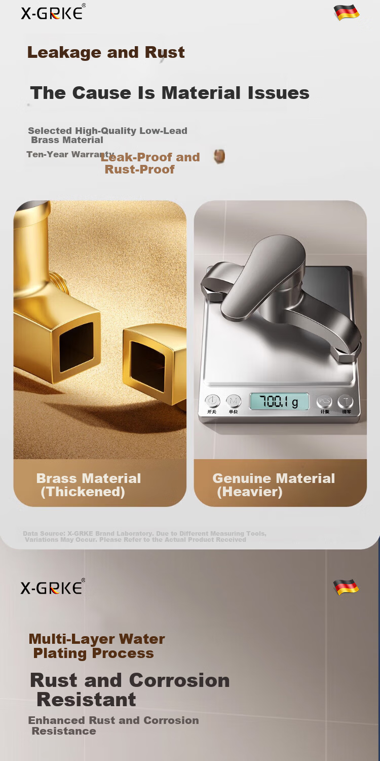X-GRKE [Germany] Shower Faucet Set Full Copper Body Bathroom Shower Set High Pressure Shower Mixer Valve 7