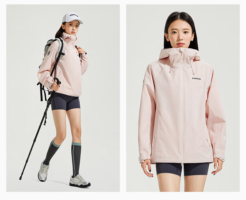 Penguin x Camel Collaboration Scale-Pattern Waterproof Outdoor Hiking Jacket Unisex Baby Style 40