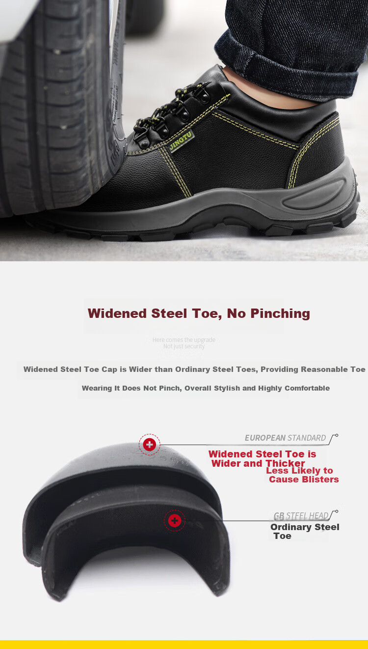 Jingtu Men's Summer Breathable Safety Shoes Steel Toe Anti-Smash Puncture-Proof Waterproof Wear-Resistant Work Shoes 8184 Size 41 4