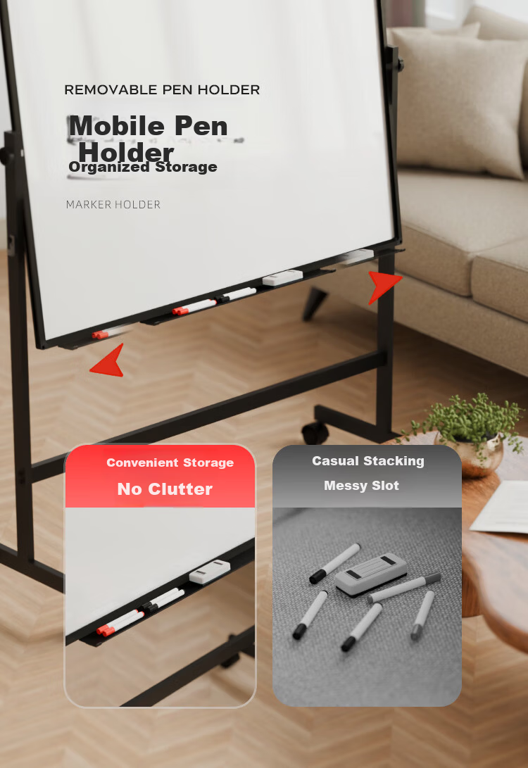 BibiNiu 150x90cm Whiteboard Writing Board with Stand, Mobile, Adjustable Height, Flip, Stable, Single-Sided Blackboard for Home, Office, Teaching, Training, Meeting, Children BBNV-A90150 5