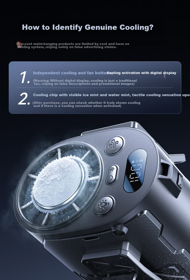 AUX Portable Waist Hanging Fan Personal Cooling Device Small Fan Outdoor Worksite High Power Long Battery Life Rechargeable Clip-On Waist Neck Hanging Air Conditioner Fan 4