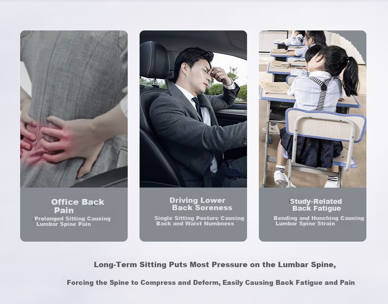 Gusi Lumbar Support Seat Cushion Integrated Backrest Ergonomic Breathable Chair Pad for Long Sitting Comfort 3