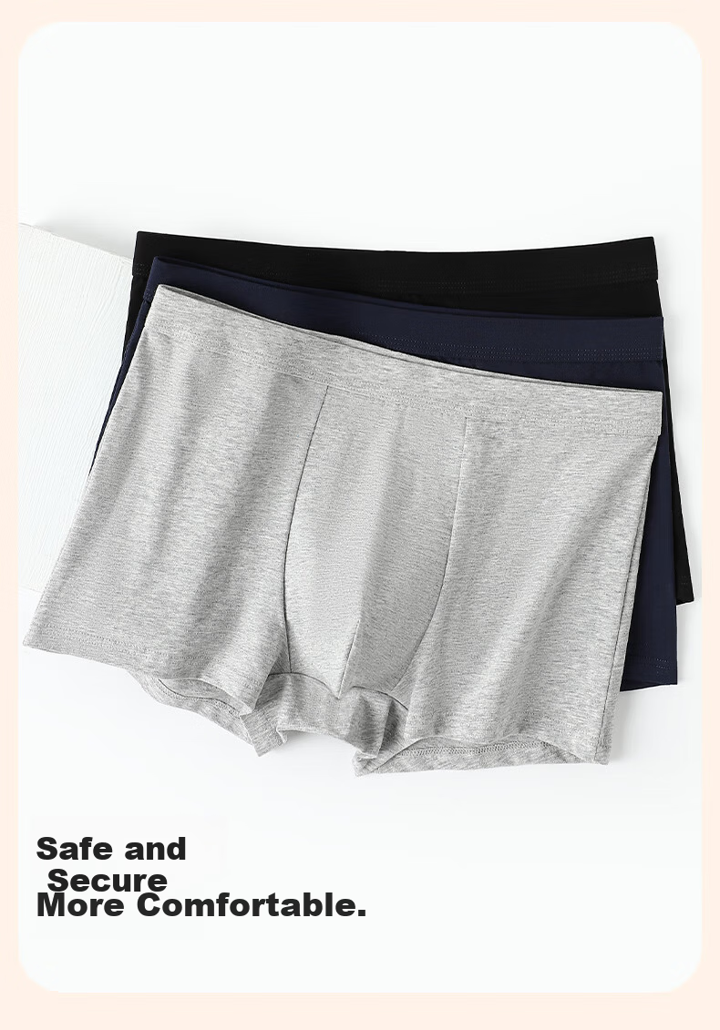 Me feeling Men's Pure Cotton Cordyceps Care 10A Antibacterial Crotch Mid-Waist Loose Large Size Breathable Boxer Briefs 7