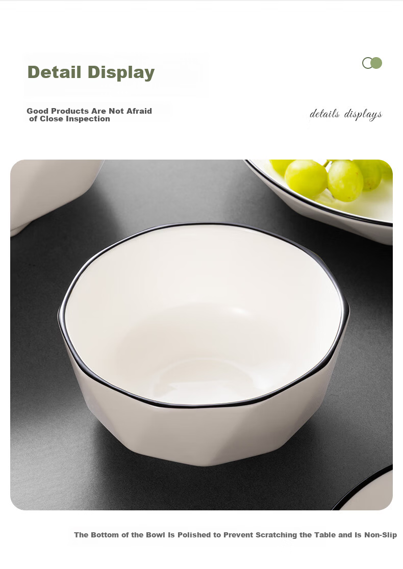 Millennium Love Wood Black Brick Stone Ceramic 5-Inch Rice Bowl Chinese Style White Household Heat-Resistant Noodle Soup Bowl Microwave Safe TCW0021 15