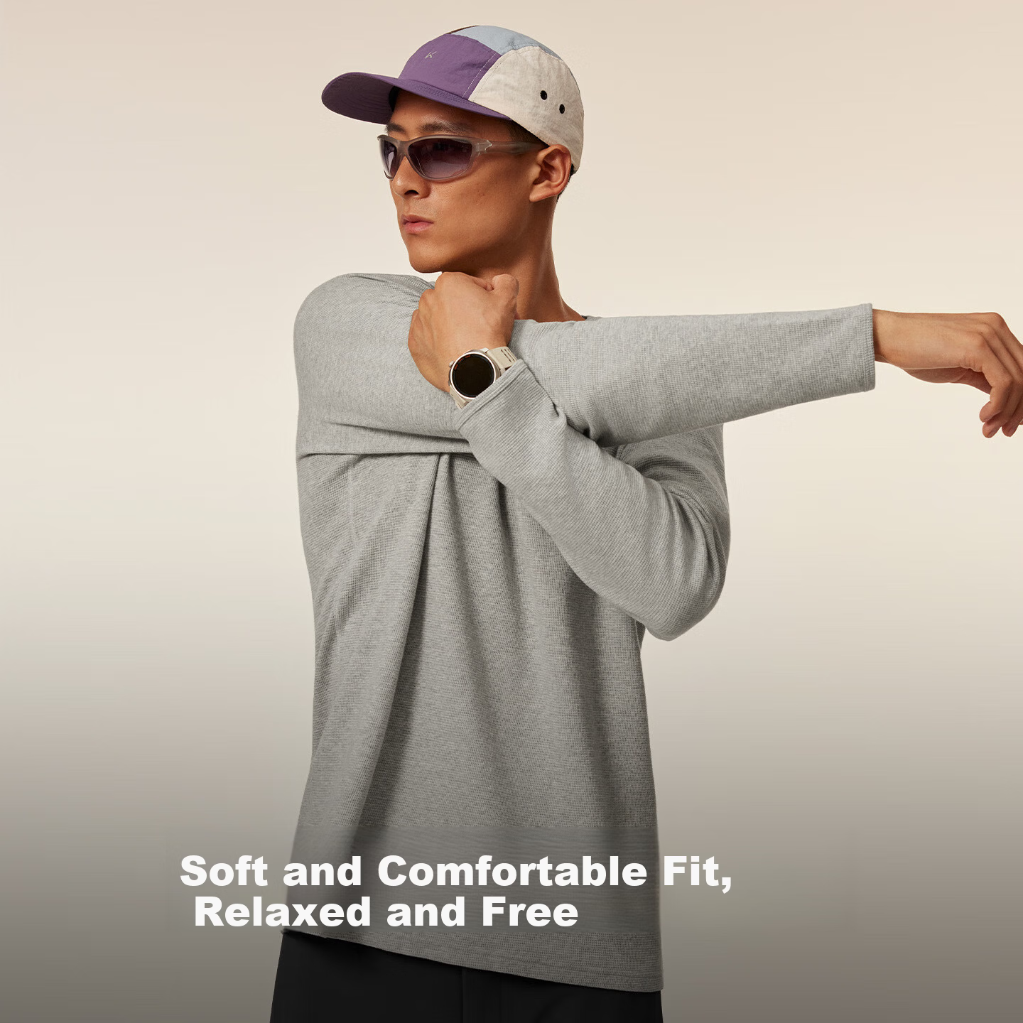 Keep Men's Sports T-Shirt Autumn Winter Fitness Waffle Breathable Anti-Pilling Textured Running T-Shirt K100 Roaming Home 8693