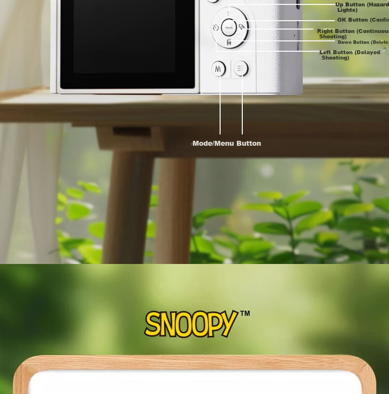 Black Cat Diary Snoopy SN15 Collaboration HD Digital Camera CCD Flip Rotating Retro Student Campus Mini Camera Entry-Level Cute Kids Card Camera Instant Gift 8