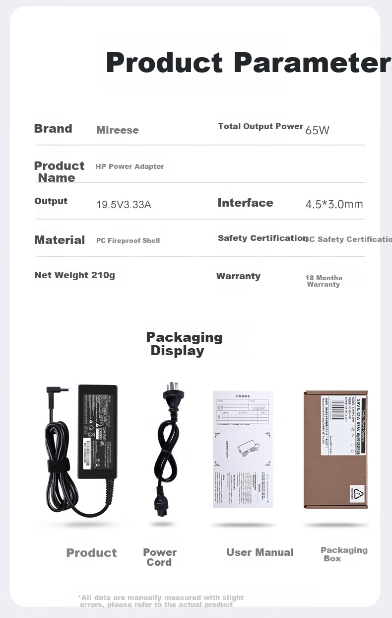 Mryc HP Laptop Charger, 19V 4.74A 90W Universal, Compatible with Hp4411S/4446S CQ40/42 DV4/5 G4 Computers, Power Adapter Cable with Large Port And Pi 8